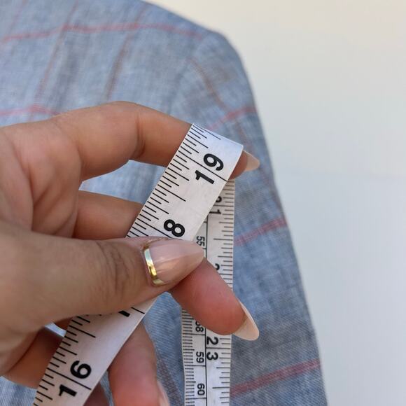 Paul Fredrick Linen Cotton Men’s Blazer Jacket Light Blue Windowpane 48R - Picture 9 of 9